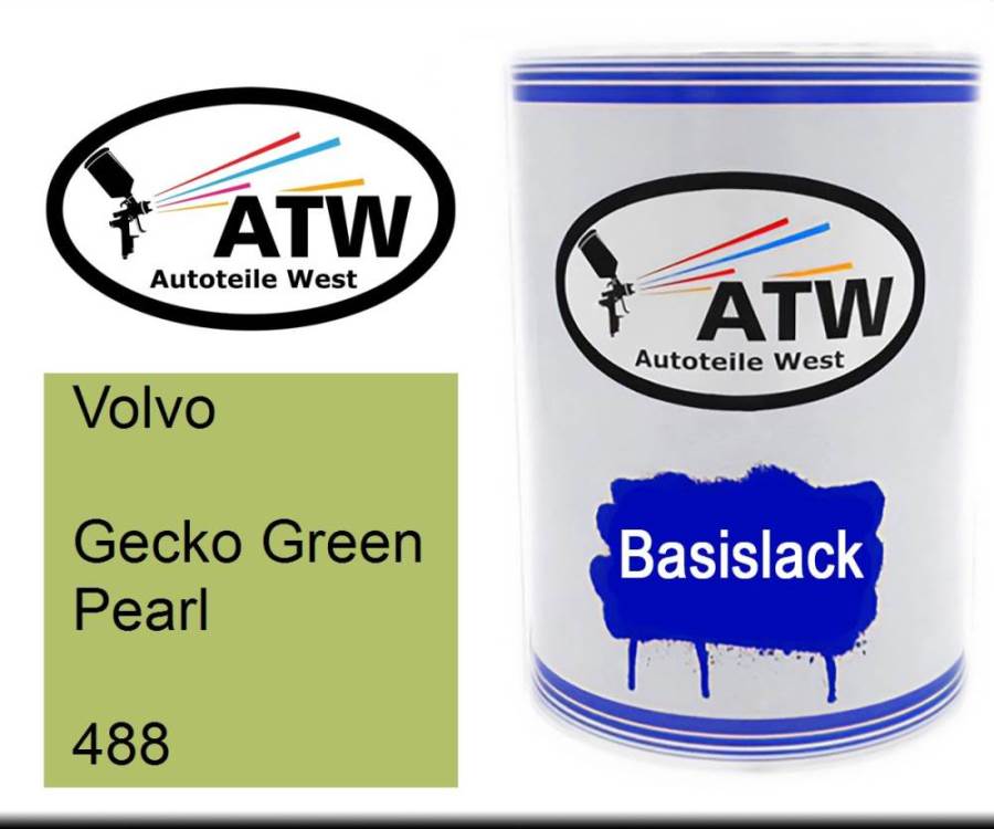 Volvo, Gecko Green Pearl, 488: 500ml Lackdose, von ATW Autoteile West.